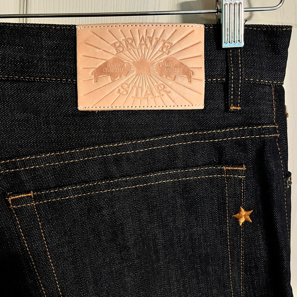 Men's Brave Star Blue Jeans Straight leg- Selvage Jeans- 100% cotton Waist 35